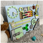 Компактний дитячий бізіборд з дерева 30х40 см - image-1